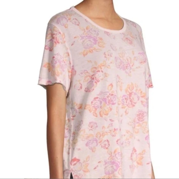 Free People Tops - • New • Free People Floral-Print Tie Dye Cotton-Blend Tee Size M New Pinks Peach
